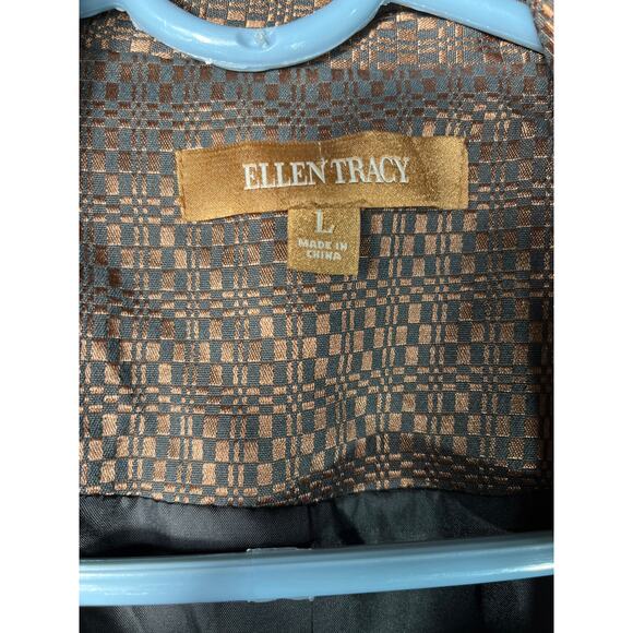 Ellen Tracy Double Breasted Women’s Trench Coat Metallic Brown L - Picture 2 of 4